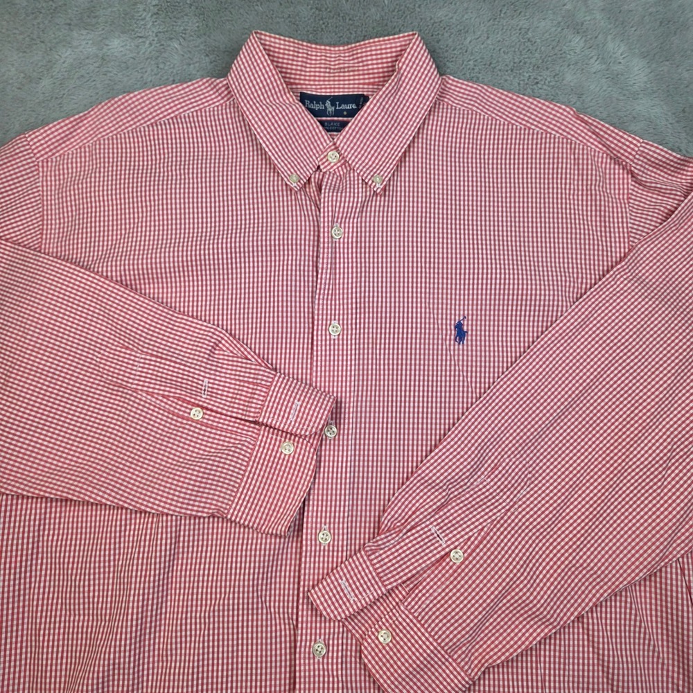 Polo Ralph Lauren Button Down Mens XL Blake Gingham Plaid Long Sleeve Red White